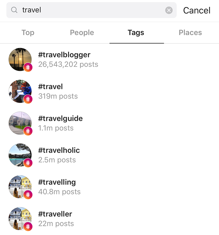 Instagram hashtags